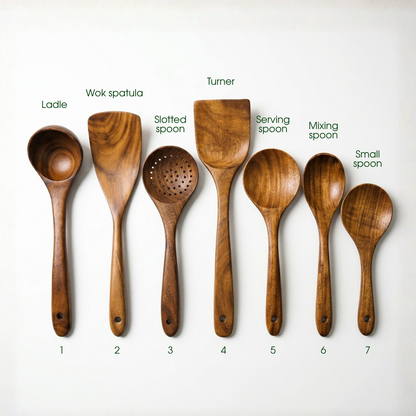 7-Piece Teak Wood Utensil Set