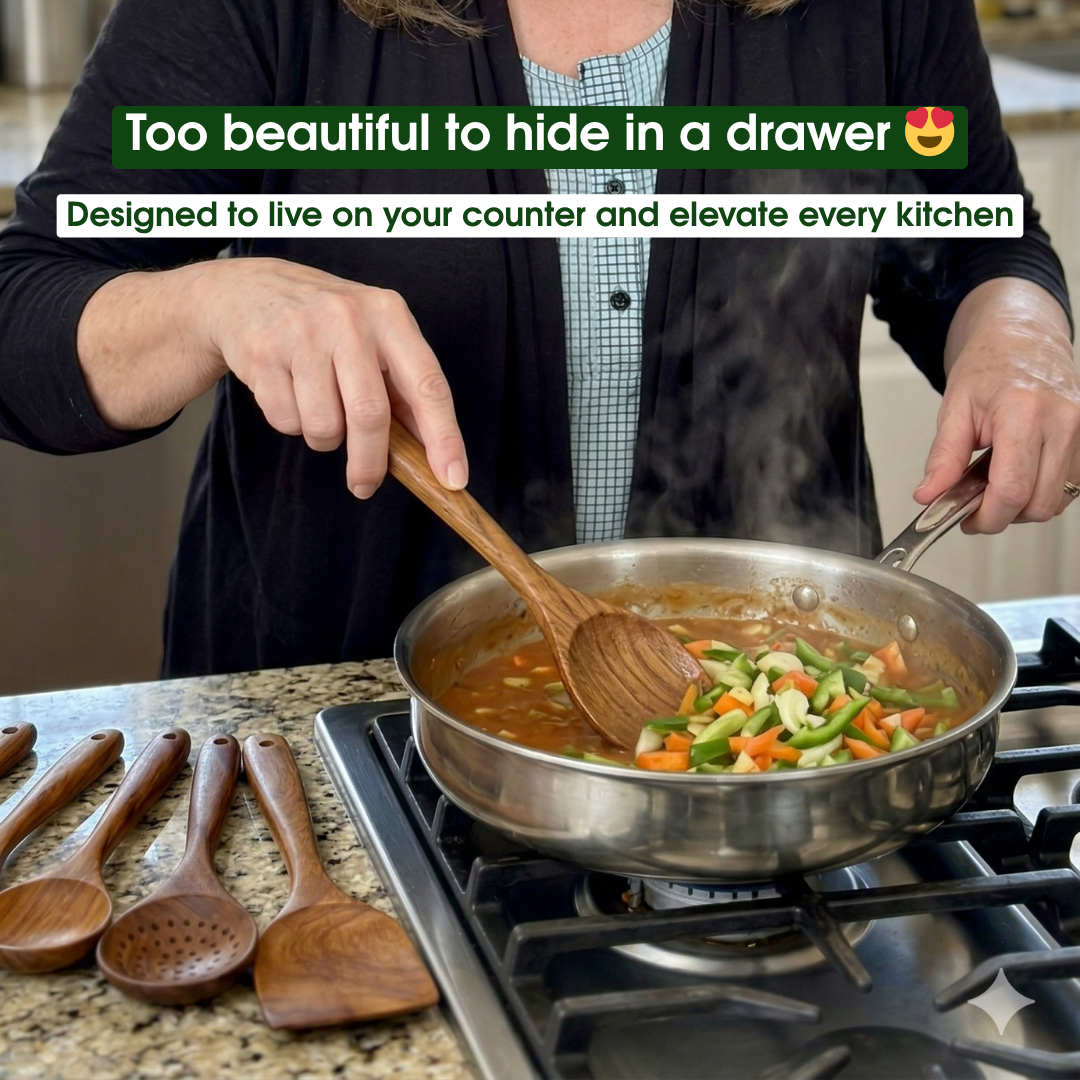 7-Piece Teak Wood Utensil Set