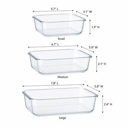 Pure Glass Food Storage Set - 3 Sizes